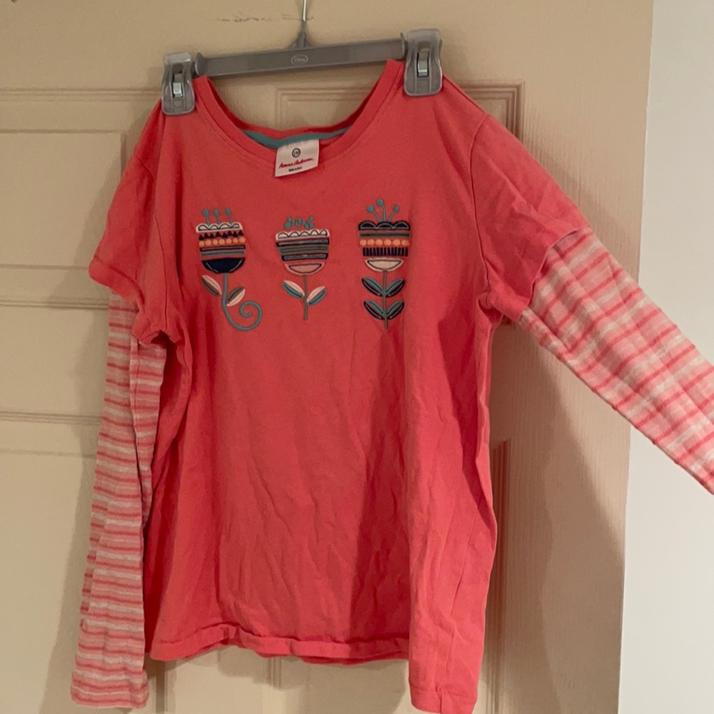 Hanna Andersson Girls size 12-14 top long sleeve Appliqué
